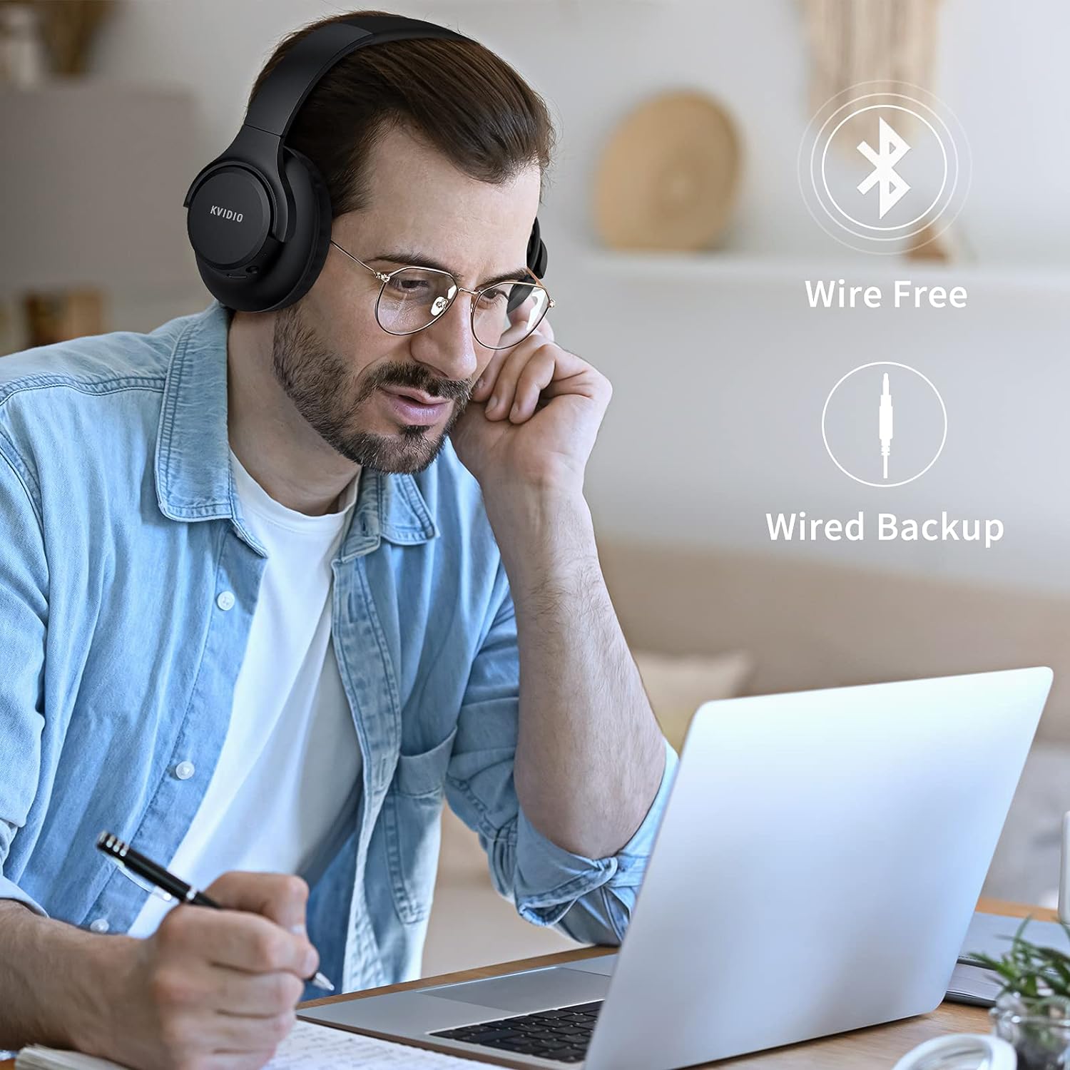 KVIDIO Bluetooth Headphones